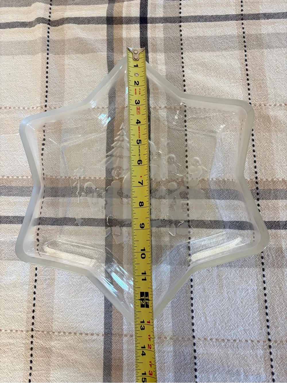 Mikasa Christmas Star Heavy Clear Frosted Glass Hostess Server Bowl Santa Angels